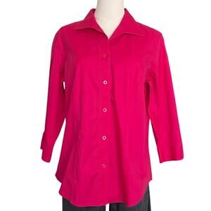 CHICOS Pink Blouse No Iron Button Up Women’s 1 - M/8, 100% Cotton, Career Office